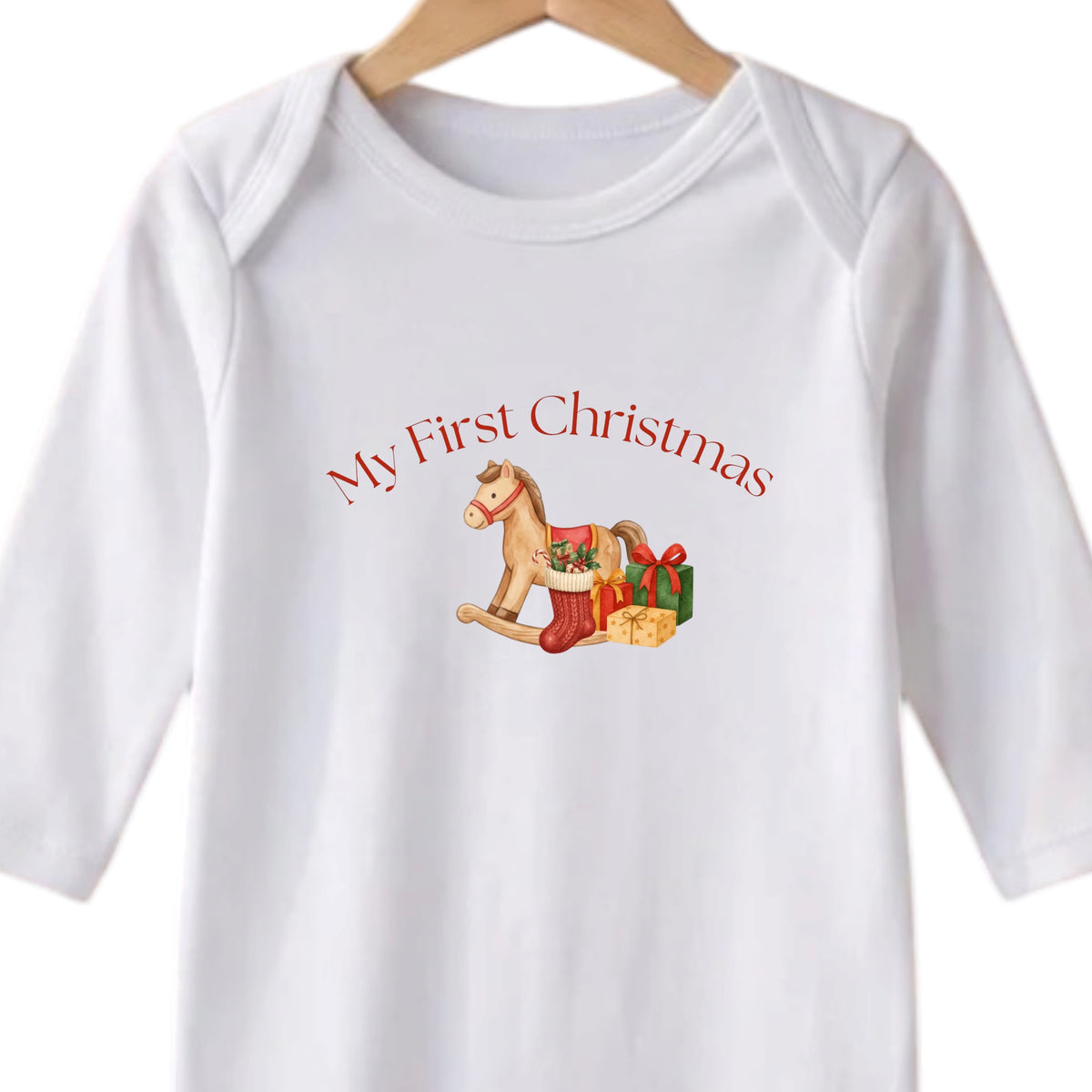 Babies First Christmas Personalised romper and bib set