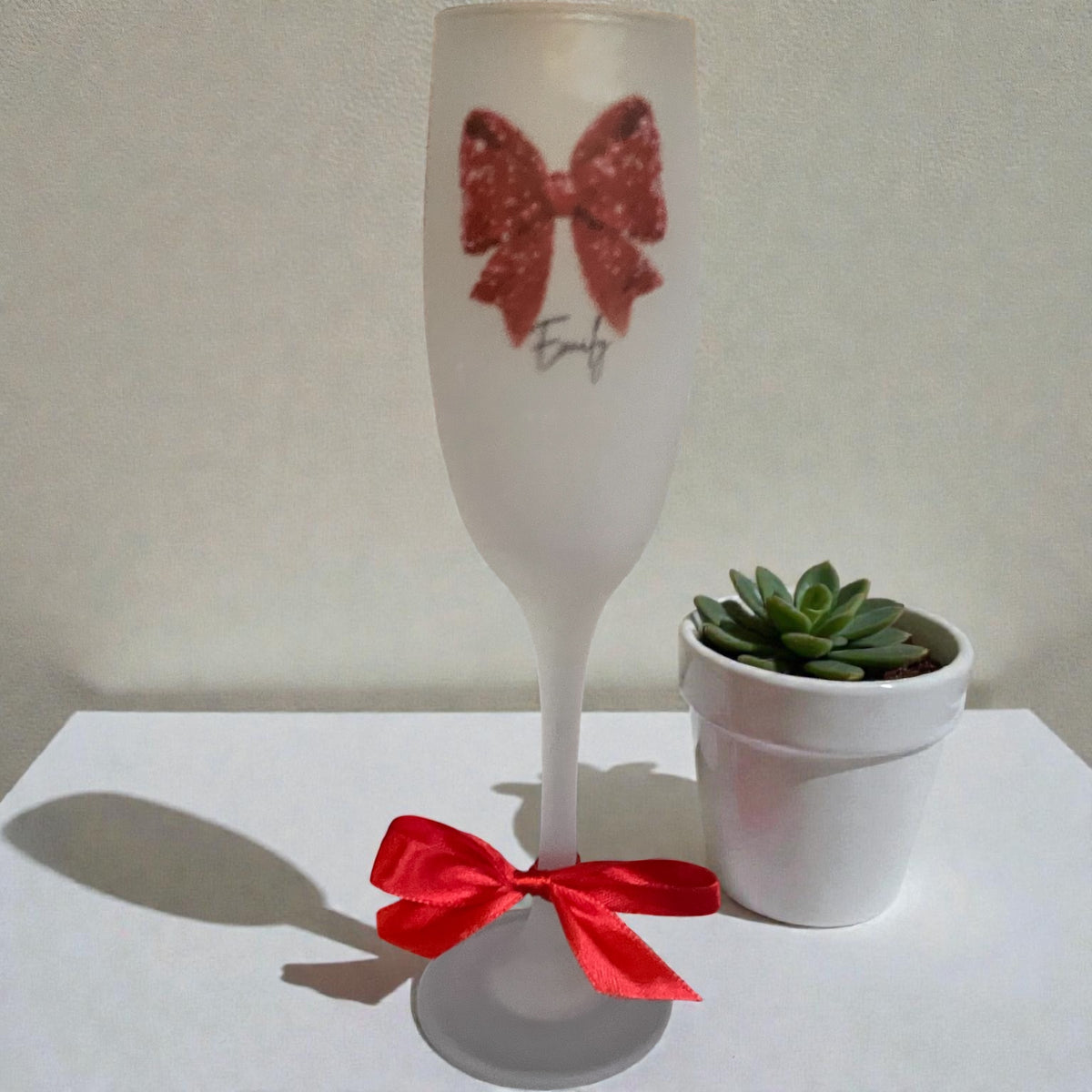 A glass opaque Champagne Glass Personalised