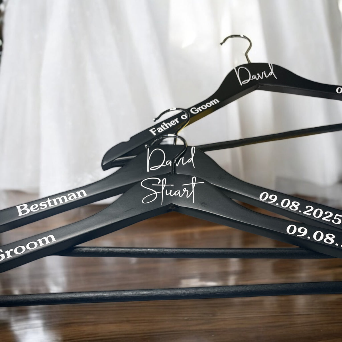 Personalised Groom Party Hangers Black