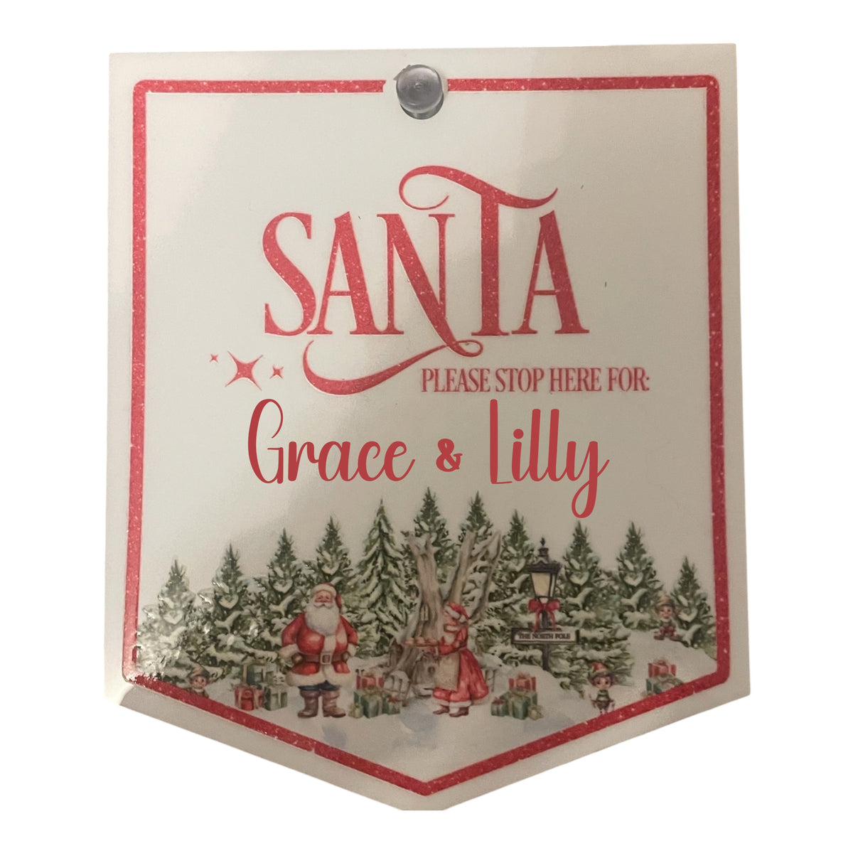 Stop Here Santa personalised acrylic bunting with stopper