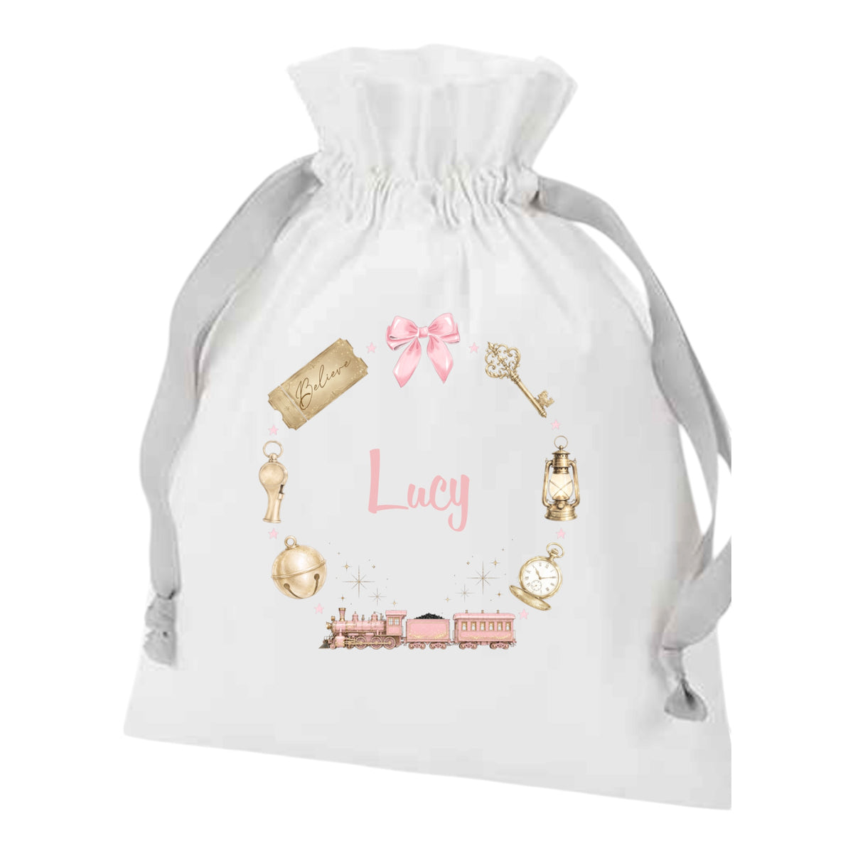 Personalised Christmas when I wake up train wreath