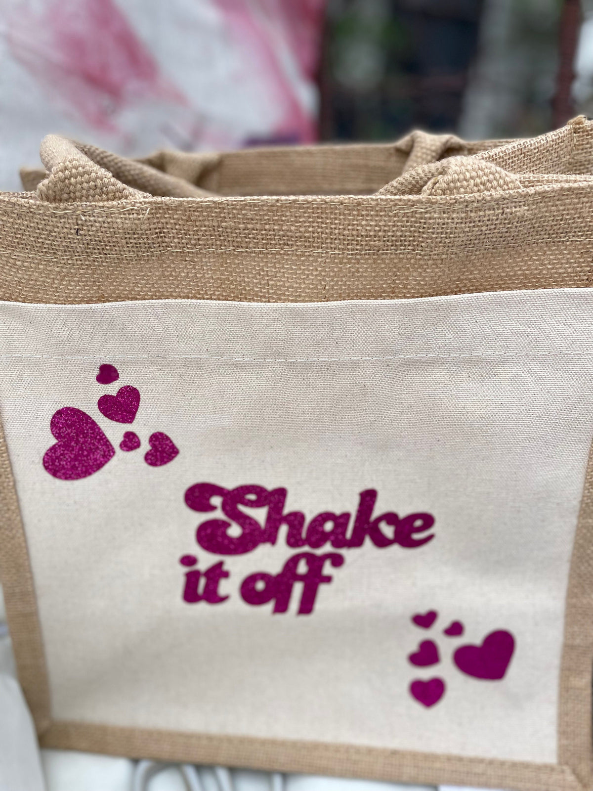 Tote Bag shake it off glitter canvas bag with pocket