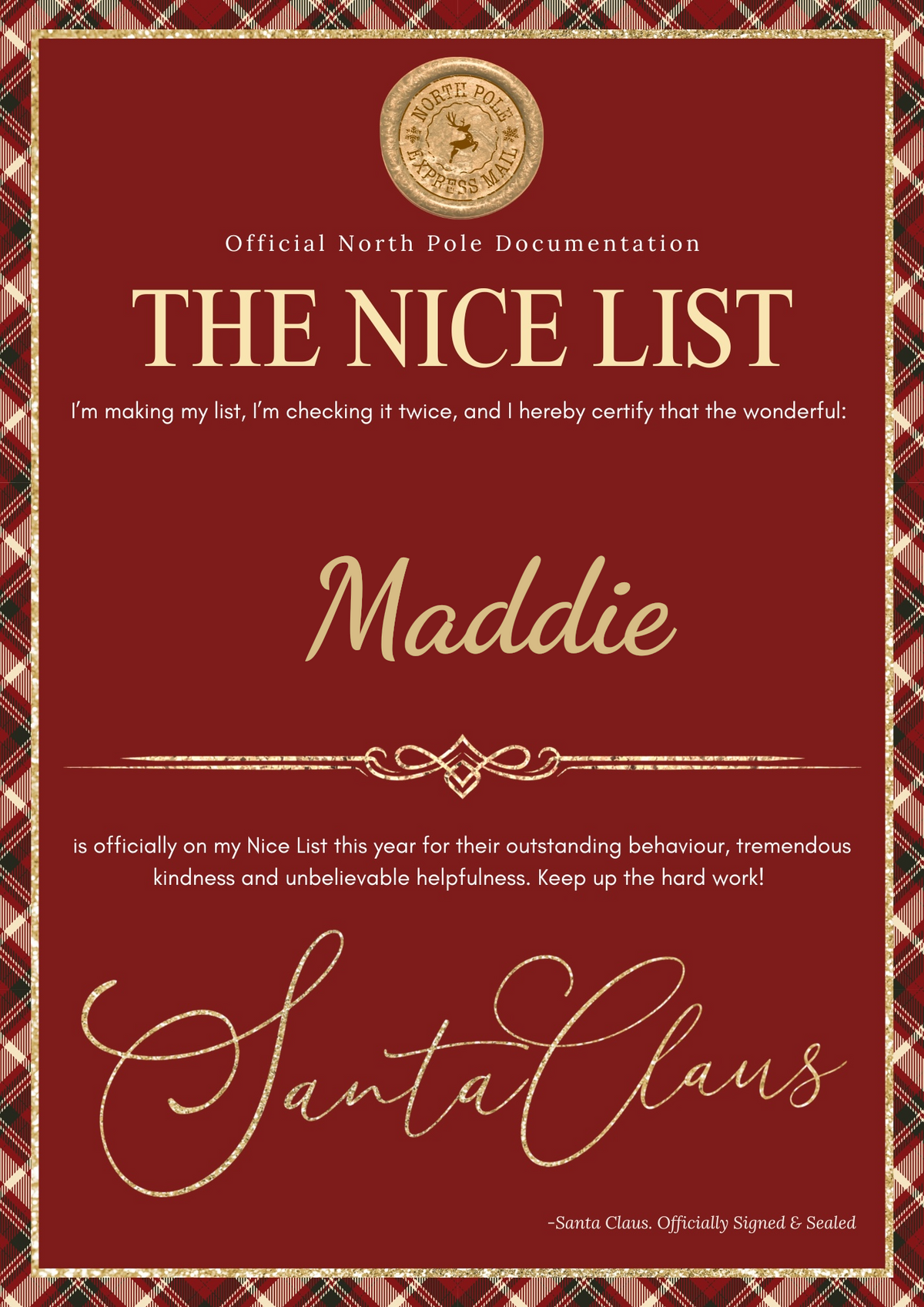 Nice List Personalised Trugs with nice letter