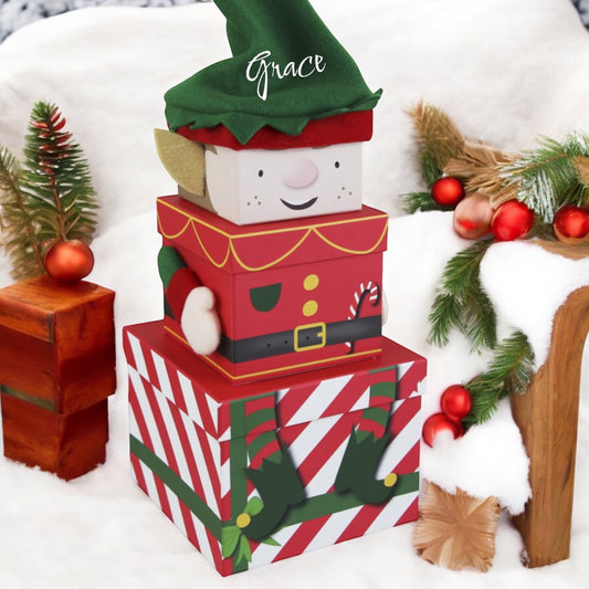 Christmas Stacking Personalisd Boxes elf / snowman’s Santa Westie