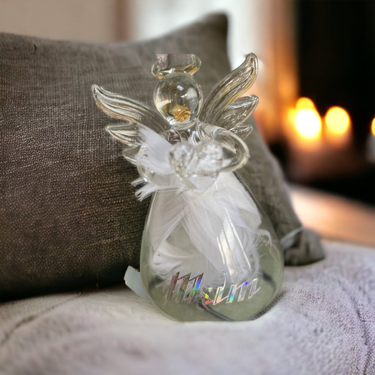Angel Glass vases Memorial glass / dad / mum / grandparents special person
