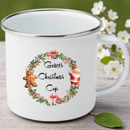 Children’s Christmas Wreath Enamel Cup