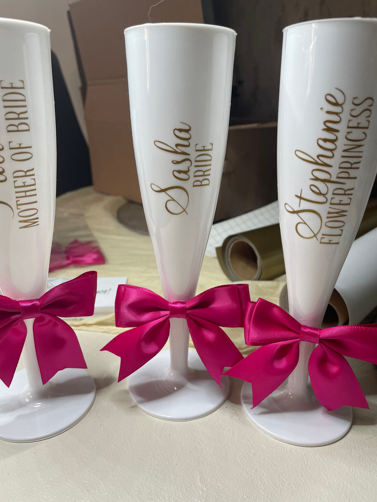 Personalised Wedding /Party / Celebration  Flutes with Pearls