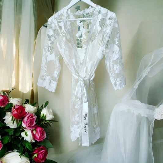 Bride / wedding Party / Lace Embroidery Personalised Robe