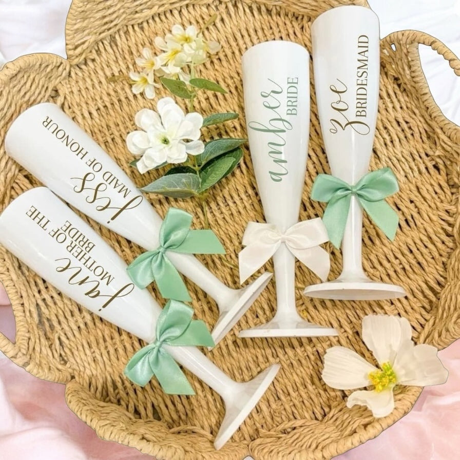 Personalised Wedding /Party / Celebration  Flutes with Pearls