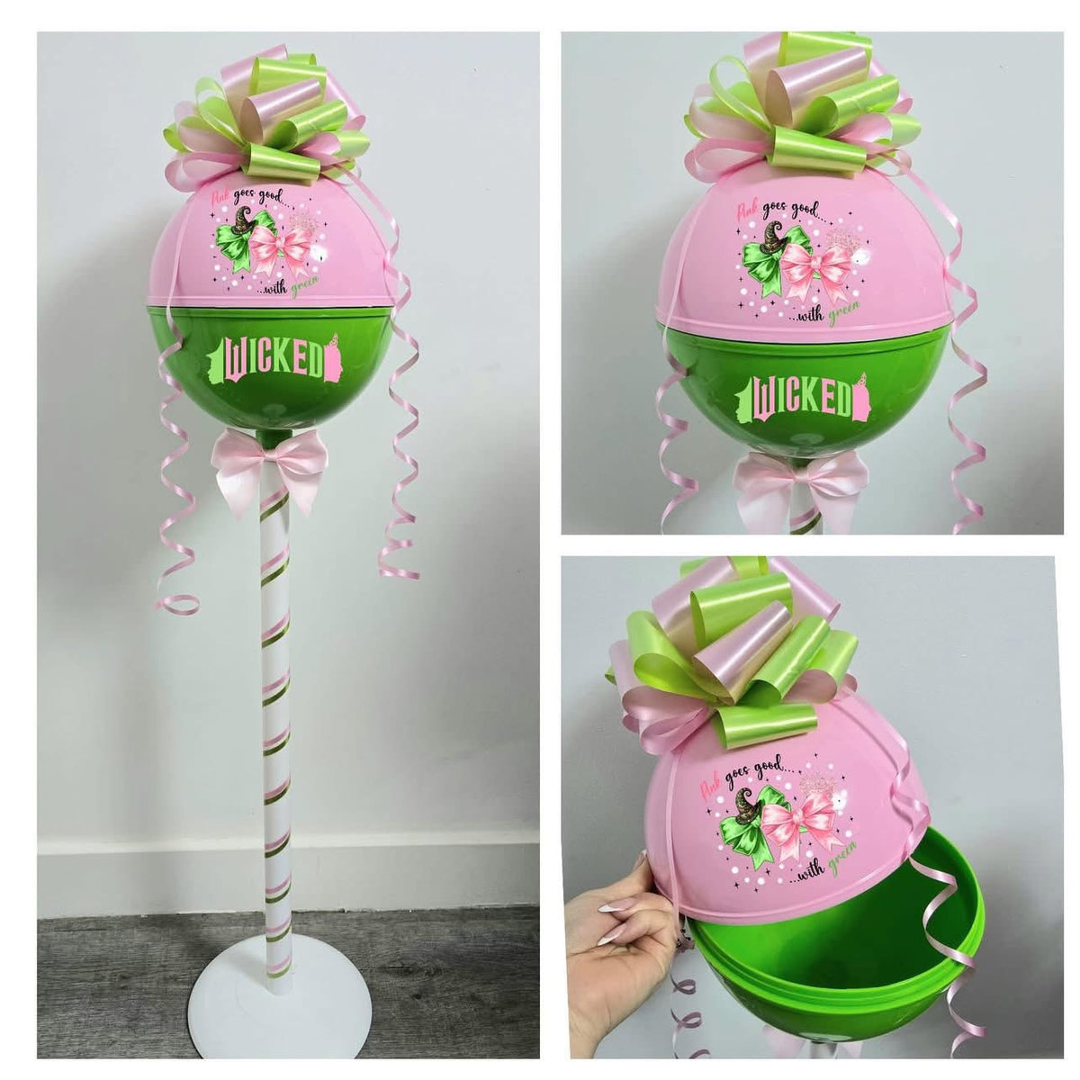 Wicked Inspired Giant fillable Plastic lollipop Hamper