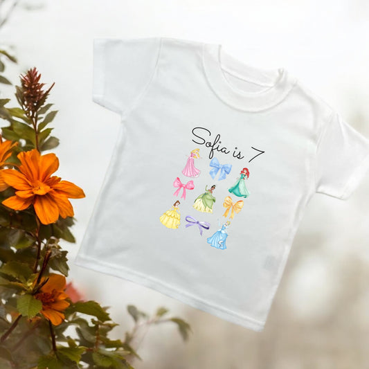 Princess Themed Birthday T shirt Personalised