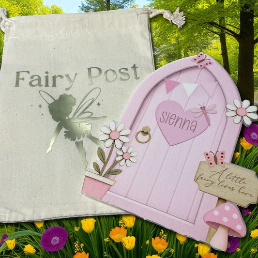 Personalised Acrylic Fairy door / Tooth Fairy and bag