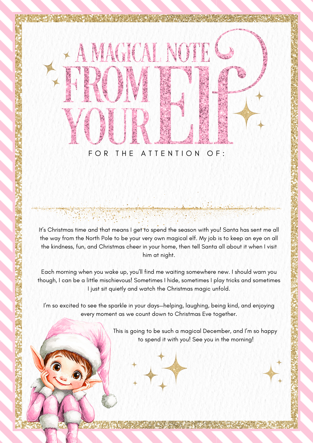 Elf Acrylic Door with Elf letter Personalised