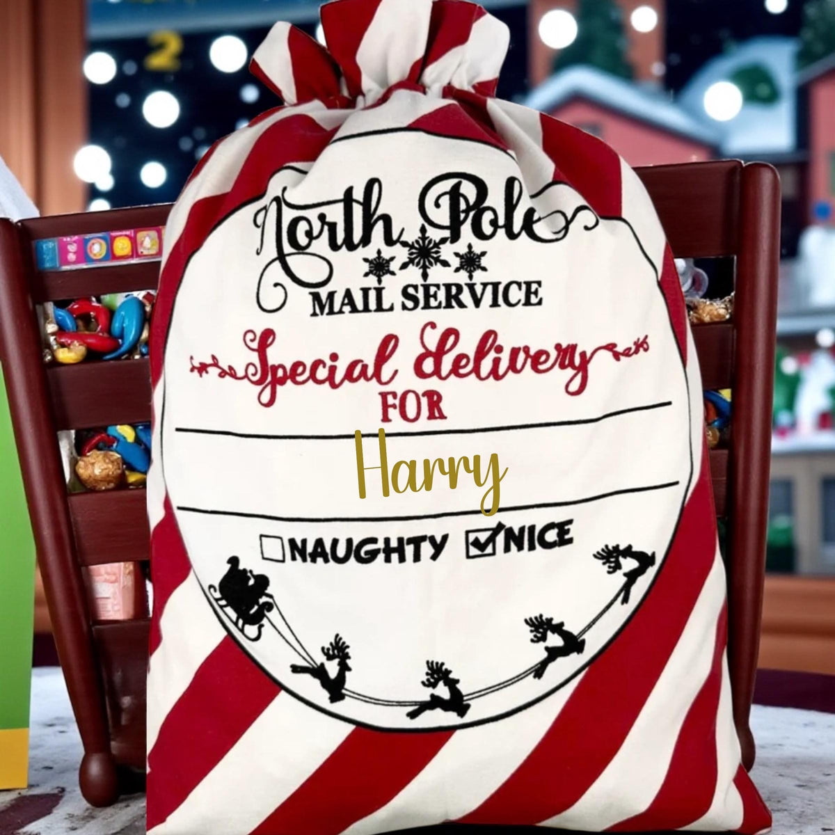 North Pole Sacks / Santa sacks personalised : Christmas sacks