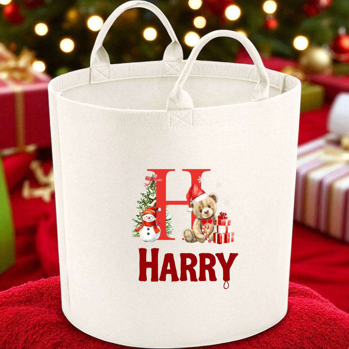 Christmas Initial Bear  Personalised Trugs with nice letter