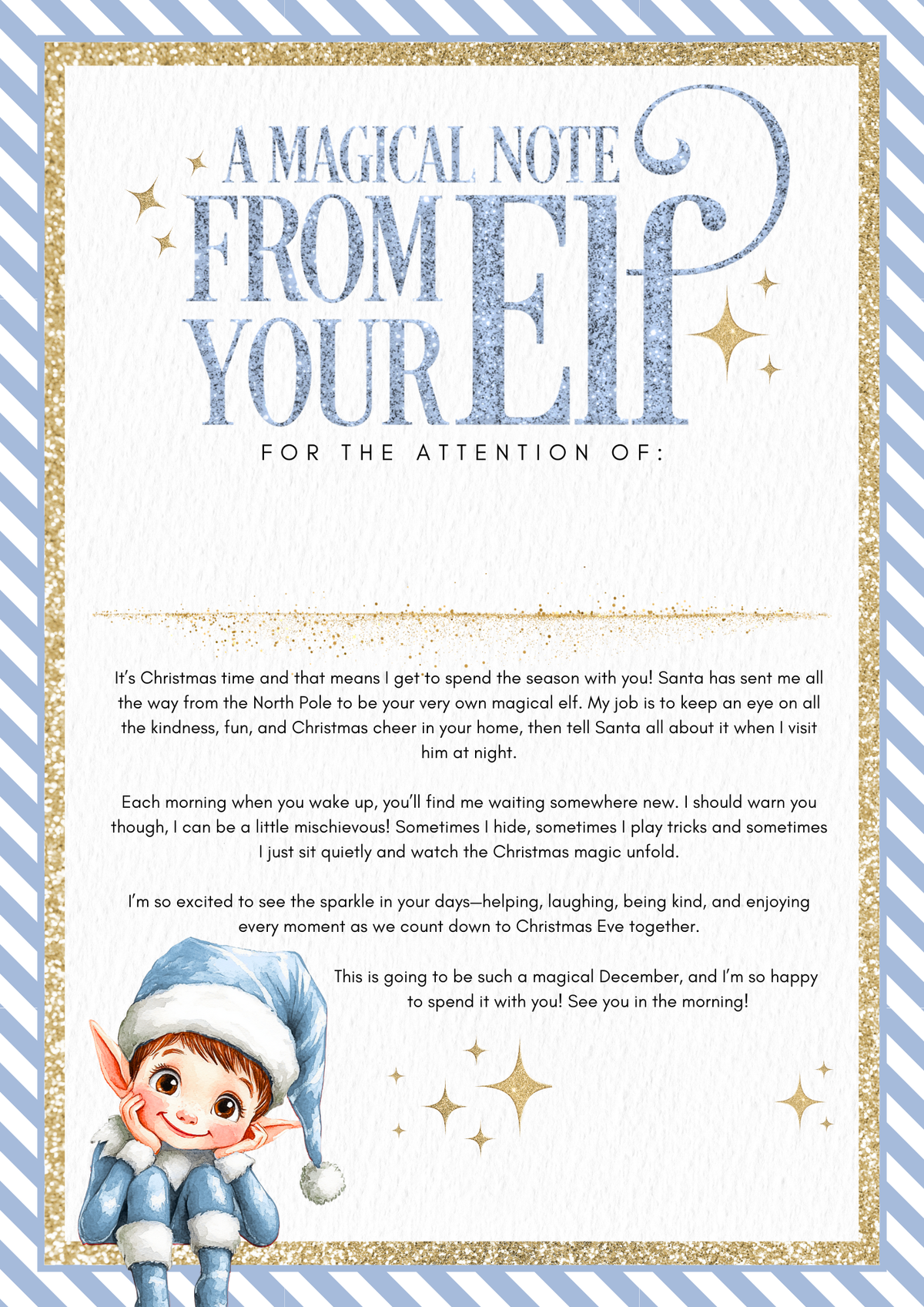 Elf Acrylic Door with Elf letter Personalised