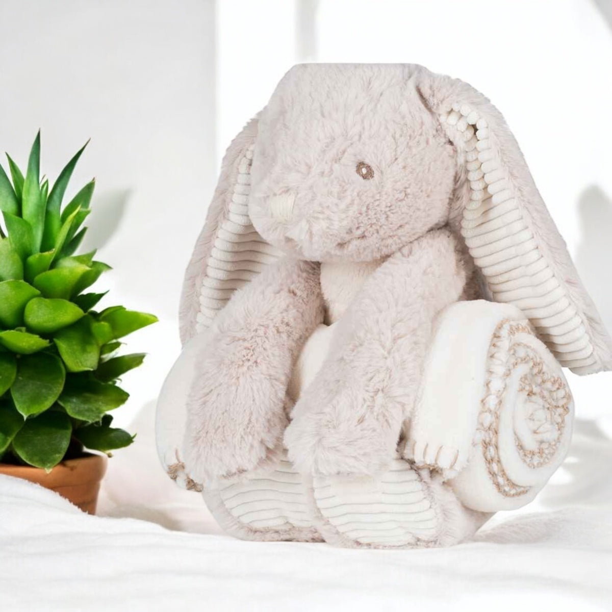 Bunny Holding Fleece Blanket