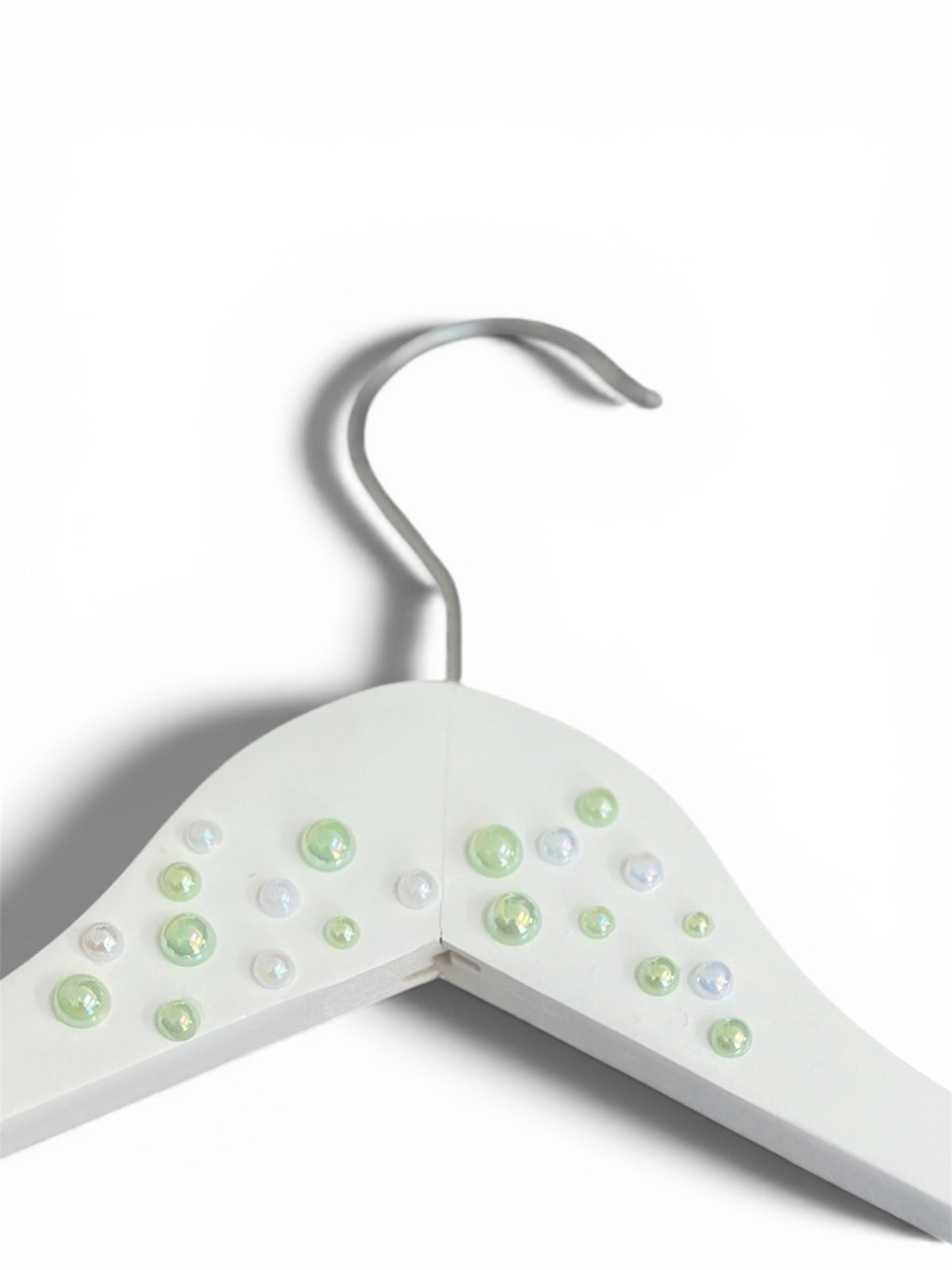 Pearl Sage and White Personalised Wedding Hangers