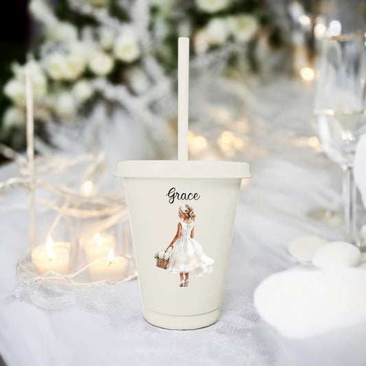 Flower Girl Cup and Matching Hair Bows Personalised