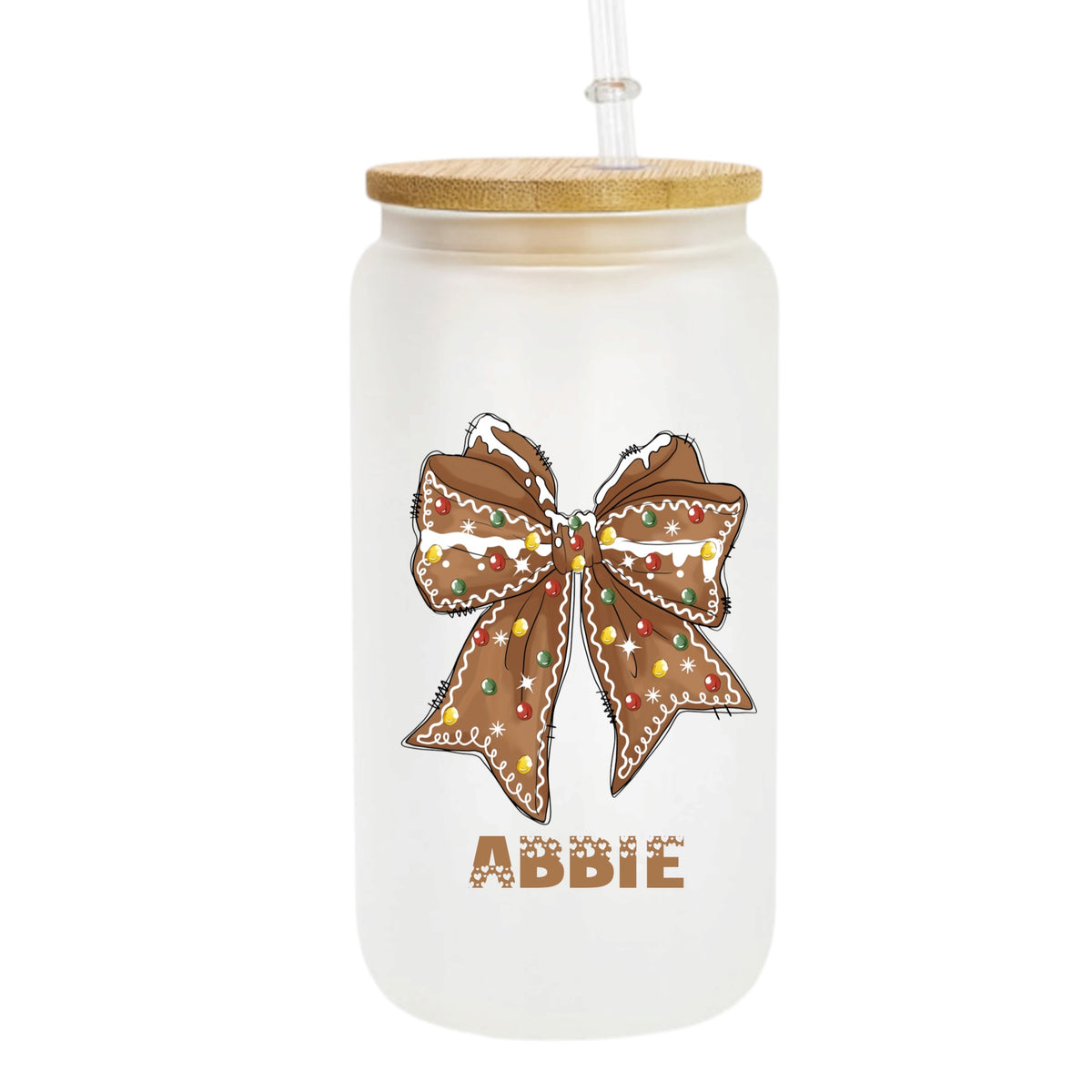 Gingerbread Bow Frosted Bamboo Cup