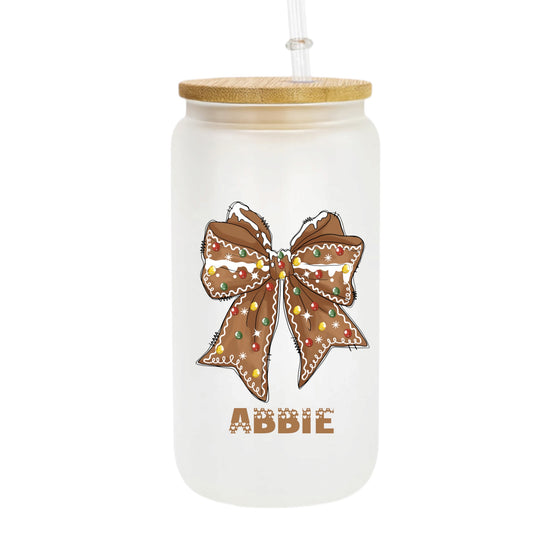 Gingerbread Bow Frosted Bamboo Cup