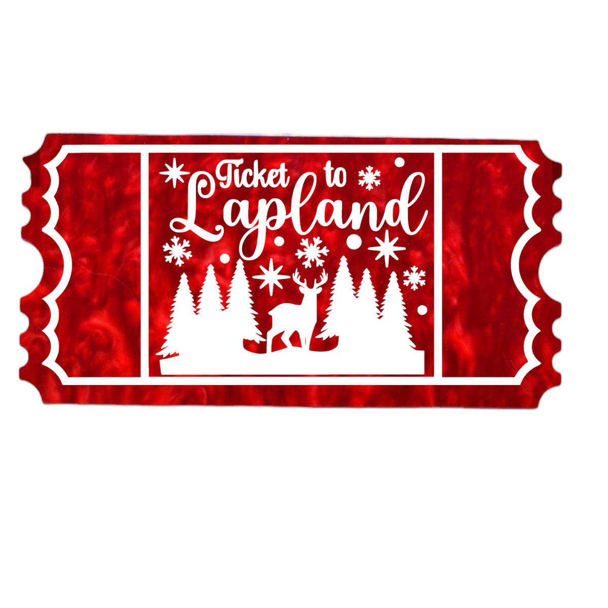Red swirl acrylic personalised Ticket