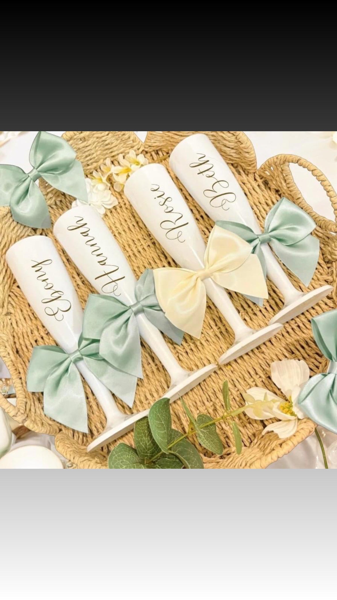 Decorative items with ribbons on a woven surface