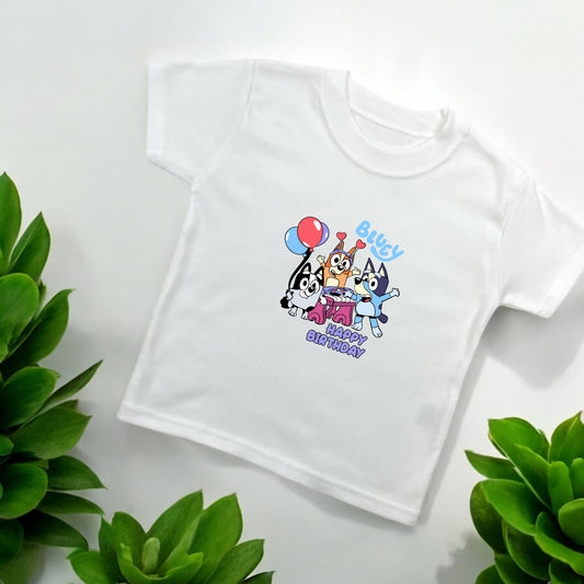 Blue Happy Birthday T shirt