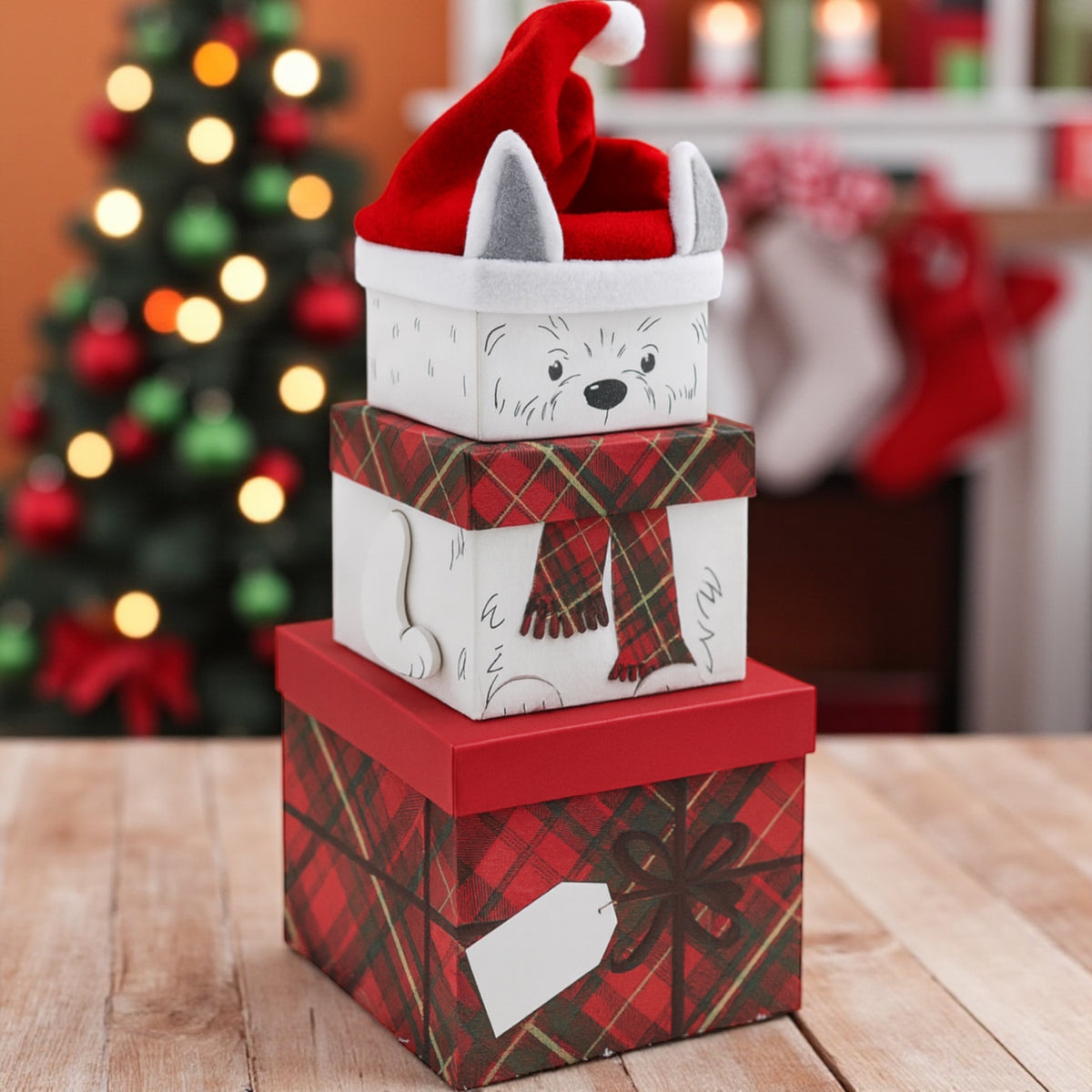 Christmas Stacking Personalisd Boxes elf / snowman’s Santa Westie