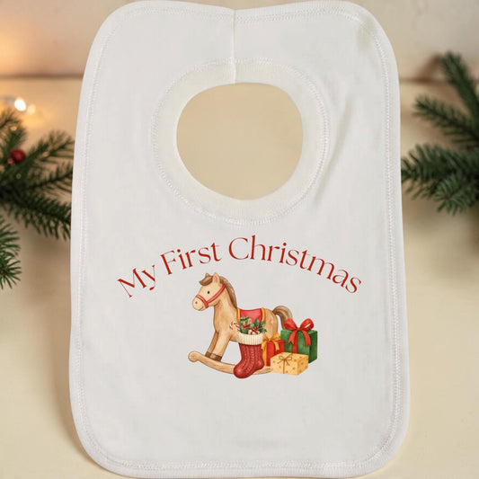 Babies First Christmas Personalised romper and bib set