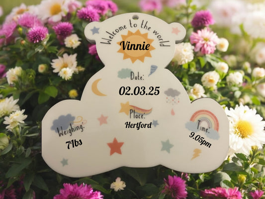 Announcement Hanging Bear Personalised Keepsake