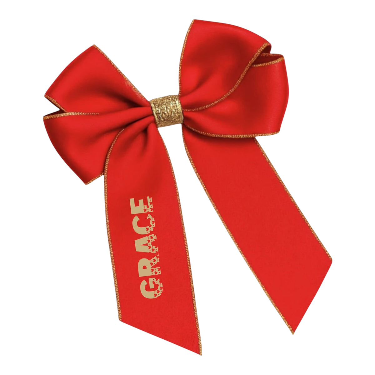 Personalised Christmas Satin Hair Bows 6inch tail
