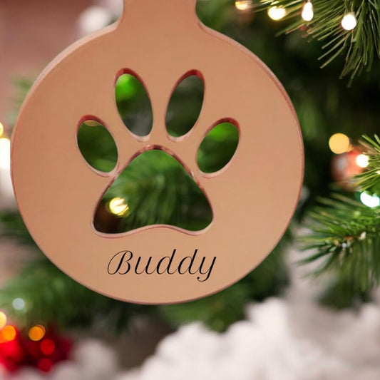 Rose Gold Acrylic Paw Bauble