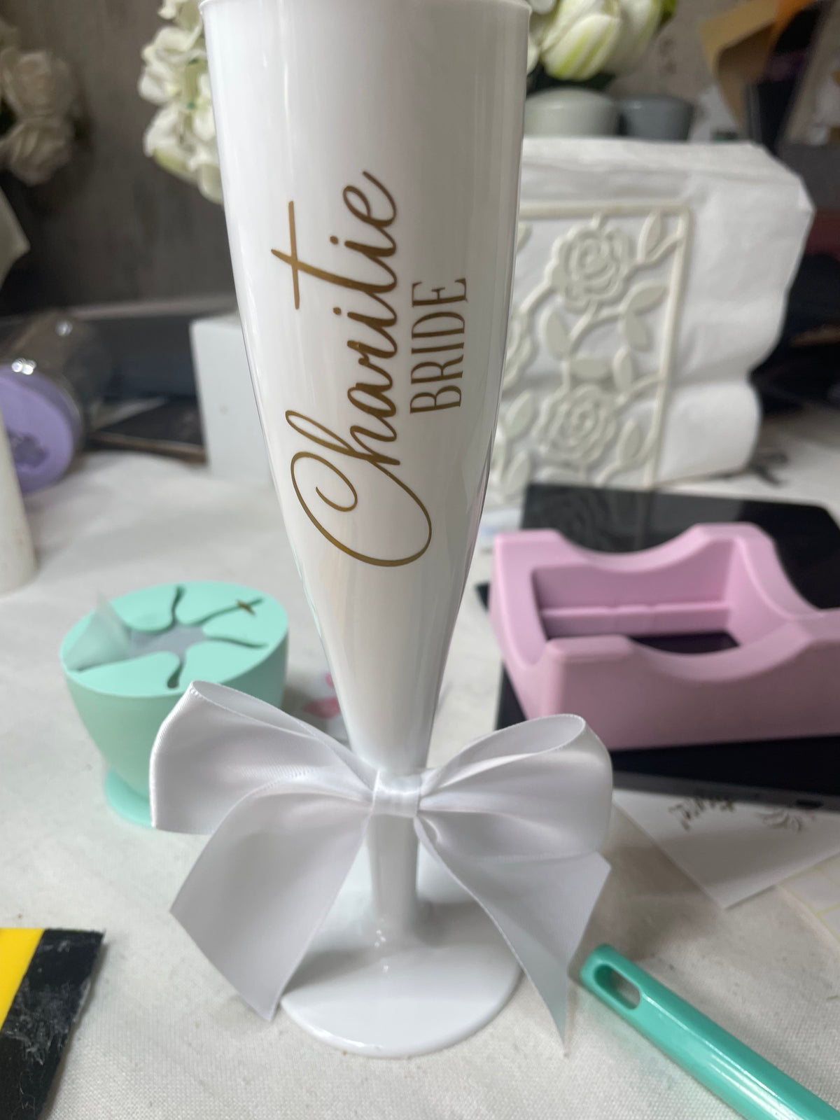 Bride Hen Party Prom plastic personalised Flutes