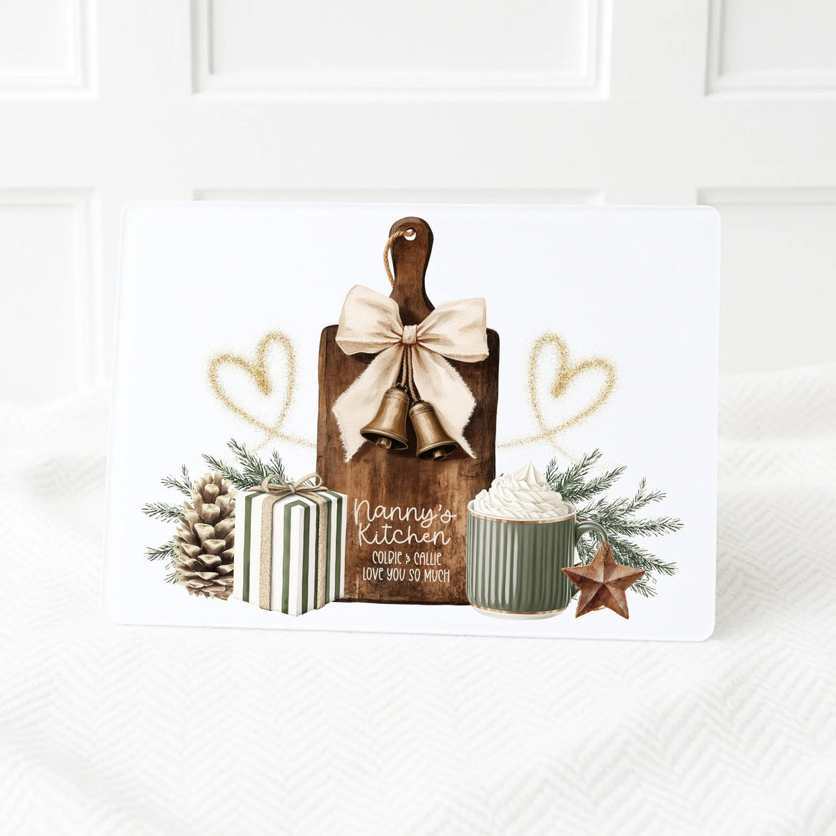 Festive glass chopping board