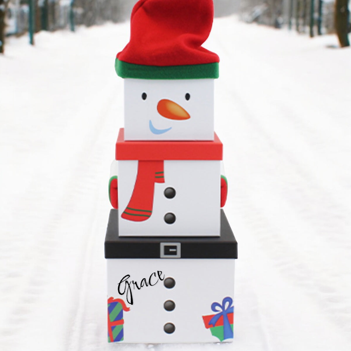 Christmas Stacking Personalisd Boxes elf / snowman’s Santa Westie