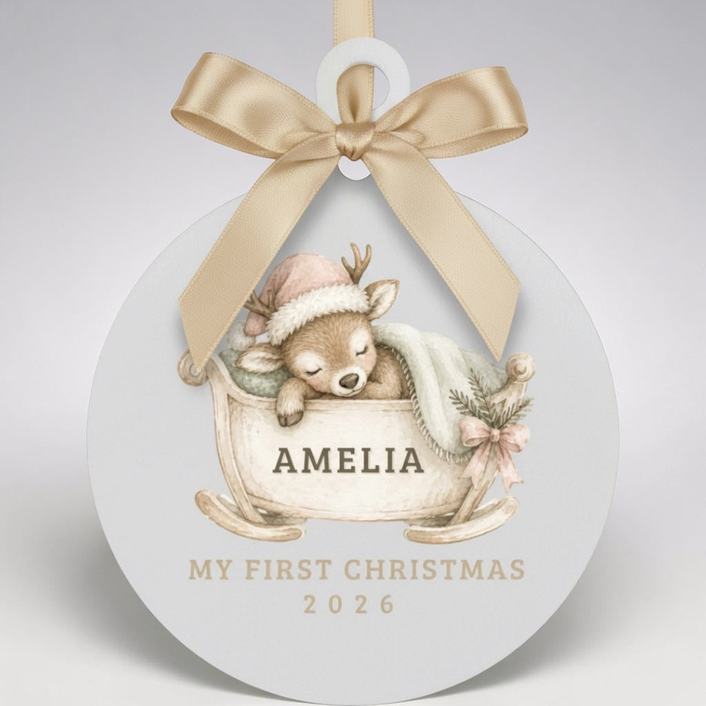 Personalised Babies First Christmas Bauble Acrylic