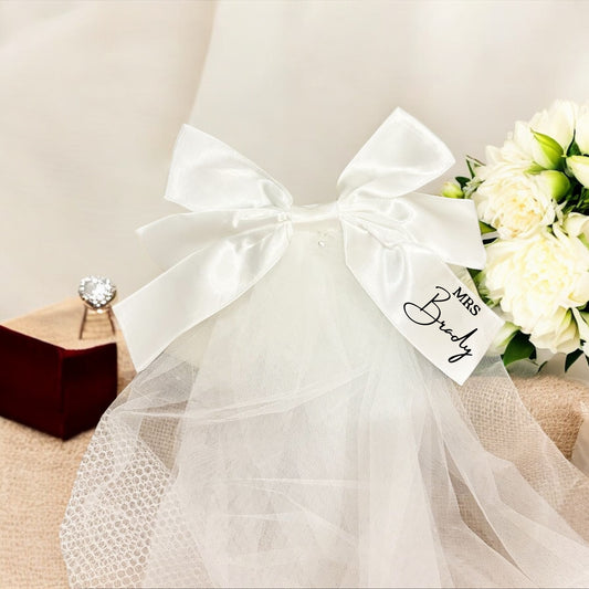 Bridal Satin Bow Veil Hair Clip