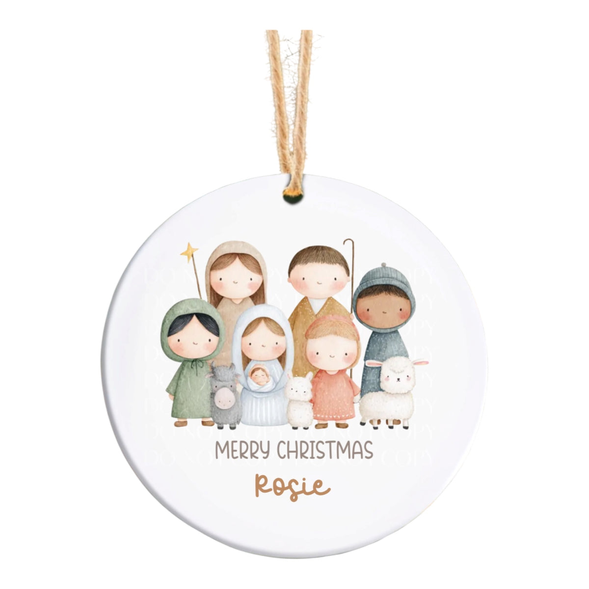 Nativity tree decoration personalised