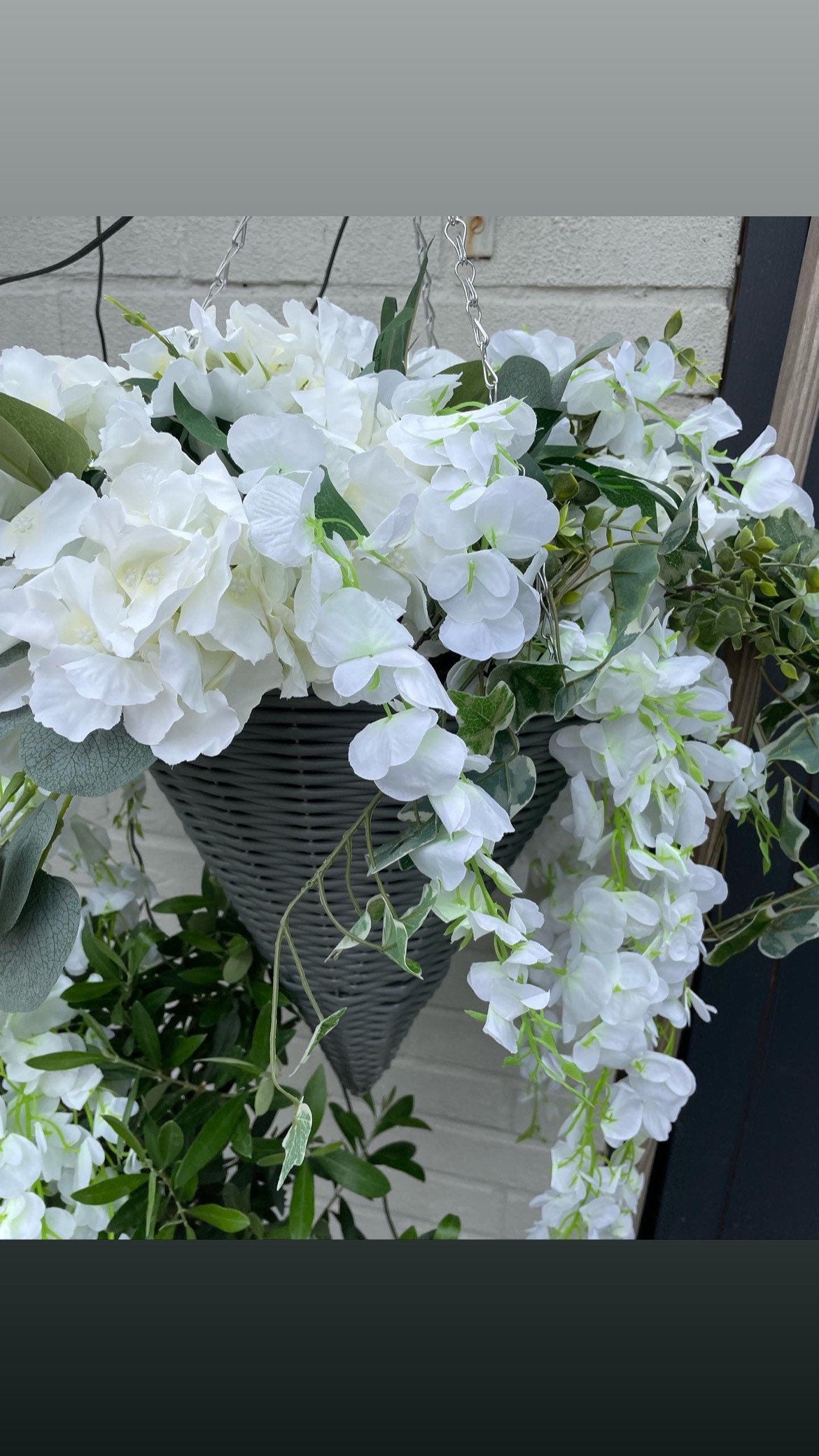 Inspired by Mrs Hinch Artificial Wisteria and Ivy and Eucalyptus foliage and basket to last all season