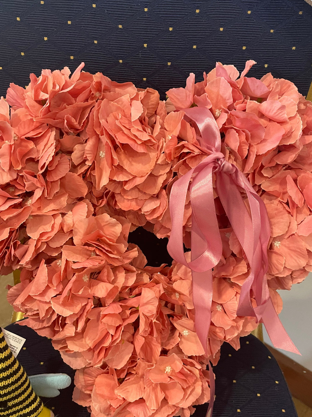 Blush Heart shaped Hydrangea Wreath