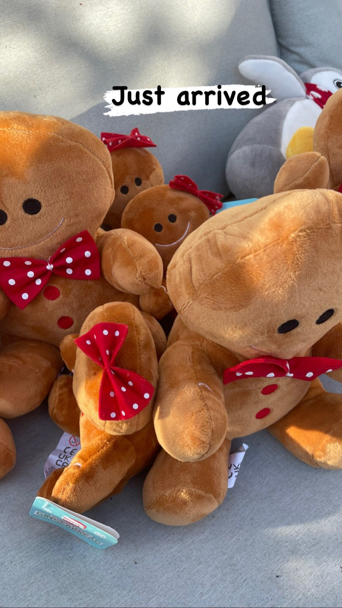 Plush Gingerbread people bow on head / Gifts/decor/ stocking filler