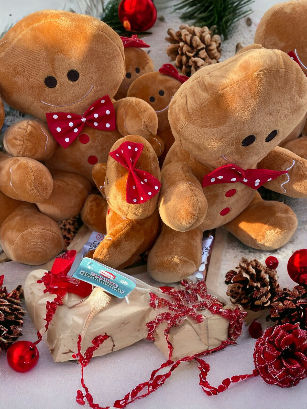 Plush Gingerbread people bow on head / Gifts/decor/ stocking filler